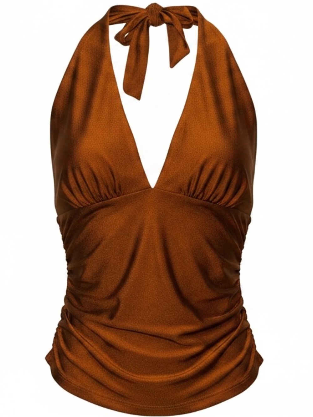 Shimmery Copper Halter Top with Deep V